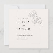 Minimalistische bloemige lijnkunst Save the Date k