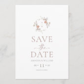 Minimalistische bloemige monogram Save the Date ka Kaart (Voorkant)