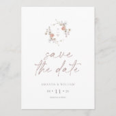 Minimalistische bloemige monogram 'Save the Date'- Kaart (Voorkant)