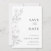 Minimalistische Bloemige Platte Save The Date Kaar (Voorkant)