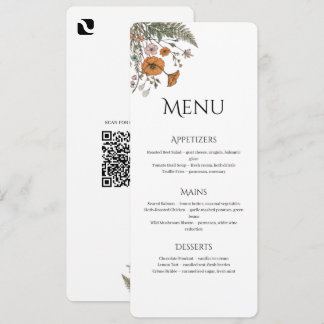 Minimalistische Bloemige Restaurant- of Bruiloftsm Programmakaart