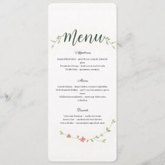 Minimalistische Bloemige Restaurant- of Huwelijksm Programmakaart