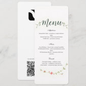 Minimalistische Bloemige Restaurant- of Huwelijksm Programmakaart (Voorkant / Achterkant)