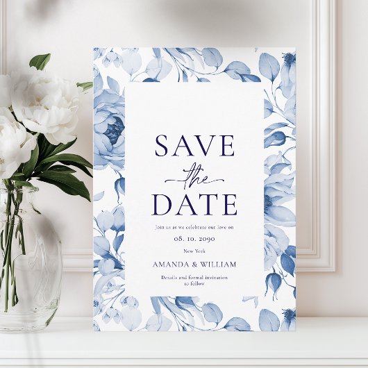 Minimalistische Bloemige Save the Date Kaart
