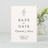Minimalistische bloemige Save the Date kaart (Staand voorkant)