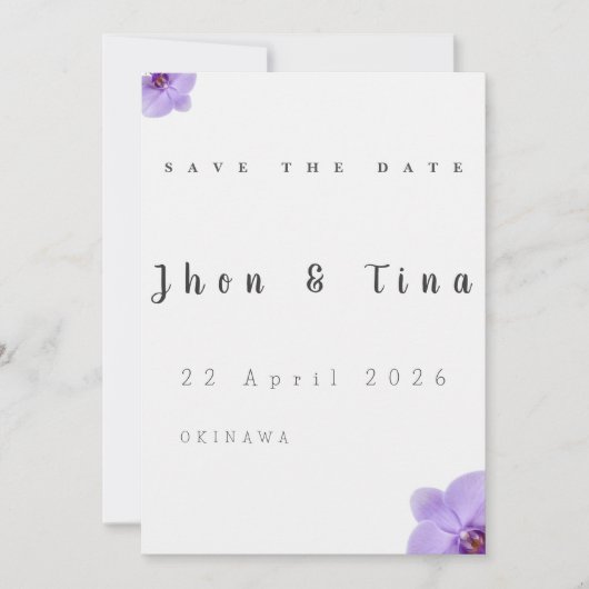 Minimalistische bloemige 'Save the Date'-trouwkaar (Voorkant)