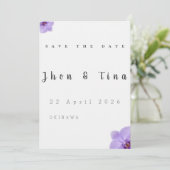 Minimalistische bloemige 'Save the Date'-trouwkaar (Staand voorkant)