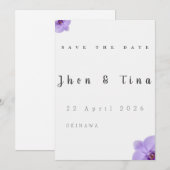 Minimalistische bloemige 'Save the Date'-trouwkaar (Voorkant / Achterkant)