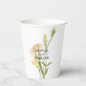 Minimalistische bloemige scriptuur bruiloft papier papieren bekers (Voorkant)