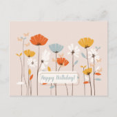 Minimalistische bloemige verjaardagswensen briefkaart (Voorkant)