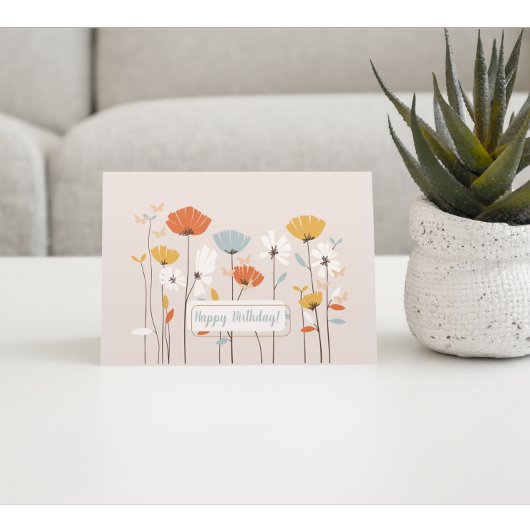 Minimalistische bloemige verjaardagswensen briefkaart
