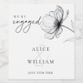 Minimalistische bloemige verlovingsfeest wijn etiket (Enkel label)