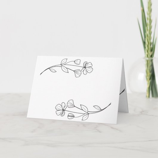 Minimalistische Bloemige Whimsical Bruiloft Bedankkaart (Achterkant)