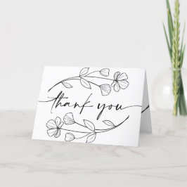 Minimalistische Bloemige Whimsical Bruiloft Bedankkaart