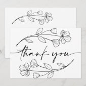 Minimalistische Bloemige Whimsicale Bruiloft Bedankkaart (Voorkant / Achterkant)