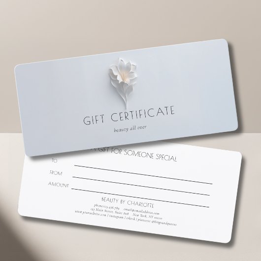 Minimalistische bloemige witte salon cadeaubon