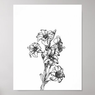 Minimalistische bloemillustratie bloemkunst poster