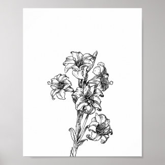 Minimalistische bloemillustratie bloemkunst poster
