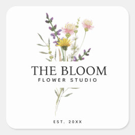 Minimalistische bloemist bloemboeket label