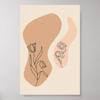 Minimalistische bloemlijn kunst abstract boho prin poster