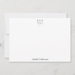 Minimalistische bloemlijn kunst gepersonaliseerd e bedankkaart