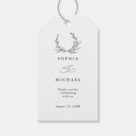 Minimalistische bloemlijn kunst huwelijks gift tag cadeaulabel