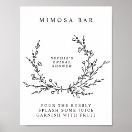 Minimalistische bloemlijn kunst Mimosa Bar Bord Po Poster