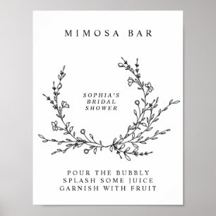 Minimalistische bloemlijn kunst Mimosa Bar Bord Po Poster