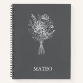 Minimalistische bloemlijn kunst notitieboek (Voorkant)