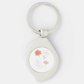 Minimalistische bloemlijn kunst sleutelhanger