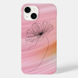 Minimalistische bloemlijntekening Case-Mate iPhone 14 hoesje