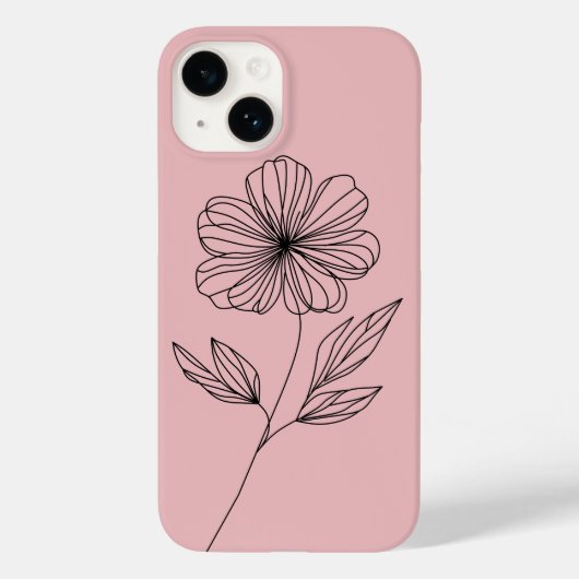 Minimalistische bloemlijntekening Case-Mate iPhone case (Achterkant)