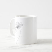 Minimalistische bloemlijntekening koffiemok (Voorkant links)