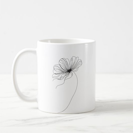 Minimalistische bloemlijntekening koffiemok (Links)