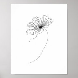Minimalistische bloemlijntekening poster