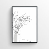 Minimalistische bloemlijntekening poster