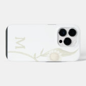 Minimalistische bloemmonogram wit iPhone hoesje (Achterkant horizontaal)