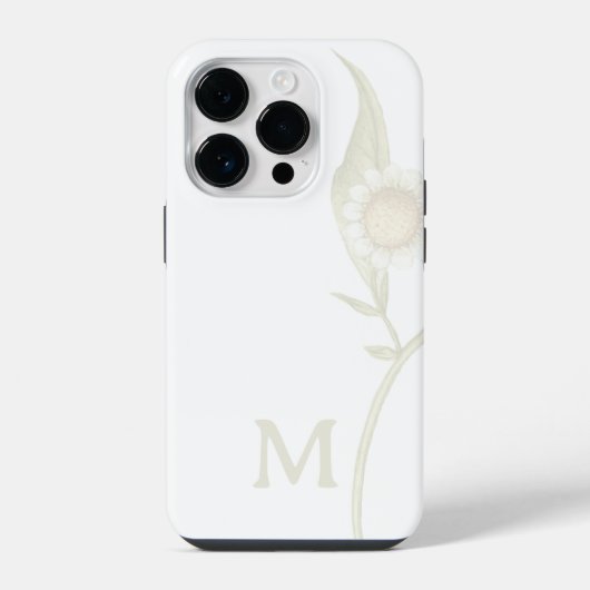 Minimalistische bloemmonogram wit iPhone hoesje (Achterkant)