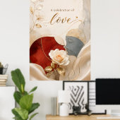 Minimalistische bloemrozenkunstposter poster (Thuiskantoor)