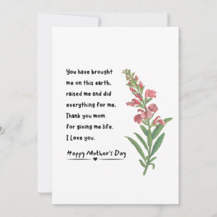 Minimalistische Bloemtekening Dank Je Moederdag Feestdagenkaart