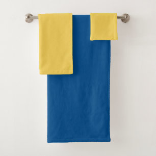 Minimalistische blokkleur in geel en blauw bad handdoek
