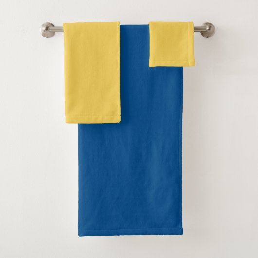 Minimalistische blokkleur in geel en blauw bad handdoek (Insitu)