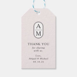 Minimalistische blos, moderne initialen, eenvoudig cadeaulabel