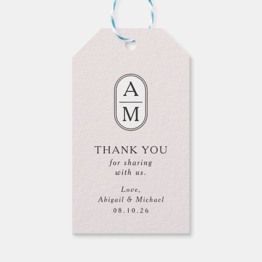 Minimalistische blos, moderne initialen, eenvoudig cadeaulabel (Achterkant)