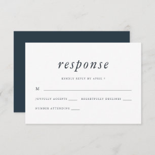 Minimalistische Blue and White Wedding Rsvp-respon RSVP Kaartje