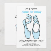 Minimalistische Blue Ballet verjaardagsfeestje uit Kaart (Voorkant / Achterkant)