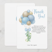 Minimalistische Blue Balloon Baby shower bedankkaa Kaart (Voorkant / Achterkant)