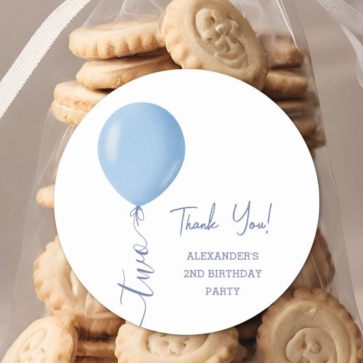 Minimalistische Blue Balloon Boy 2e verjaardagsfee Ronde Sticker