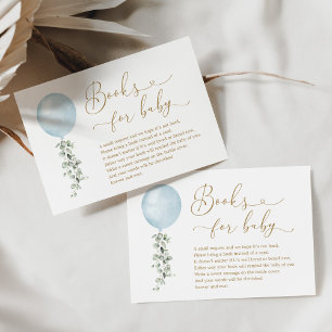 Minimalistische Blue Balloon Eucalyptus Boeken voo Informatiekaartje