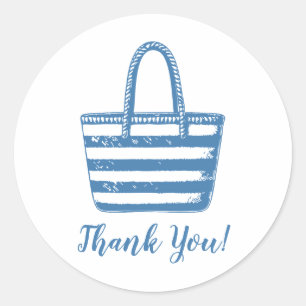 Minimalistische Blue Beach Bag Coastal Dank u Ronde Sticker